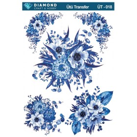 ÜT018 Çiçek Desenli Diamond Craft Ütü Transfer Kağıdı 25x35cm