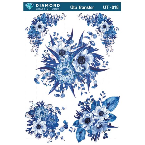 ÜT018 Çiçek Desenli Diamond Craft Ütü Transfer Kağıdı 25x35cm