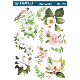 ÜT019 Çiçek Desenli Diamond Craft Ütü Transfer Kağıdı 25x35cm
