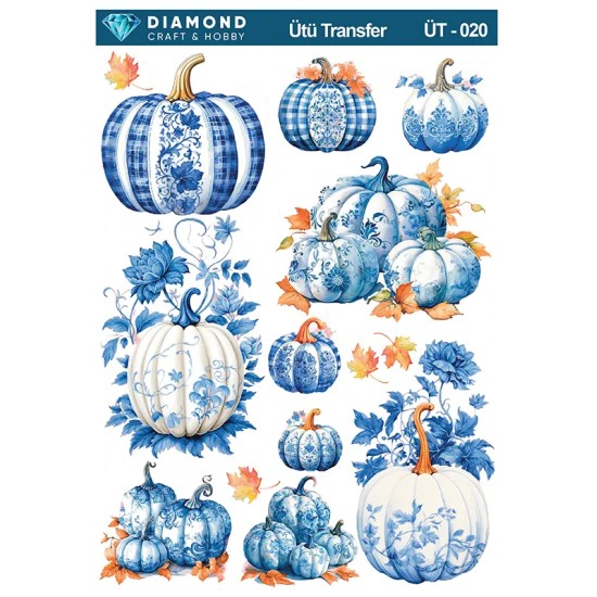 ÜT020 Mavi Bal Kabağı Diamond Craft Ütü Transfer Kağıdı 25x35cm