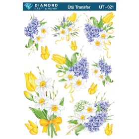 ÜT021 Çiçek Desenli Diamond Craft Ütü Transfer Kağıdı 25x35cm