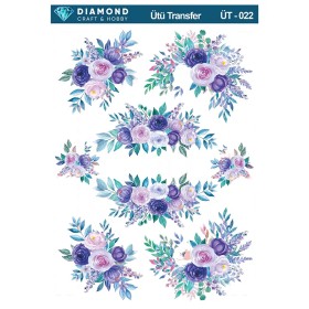 ÜT022 Çiçek Desenli Diamond Craft Ütü Transfer Kağıdı 25x35cm