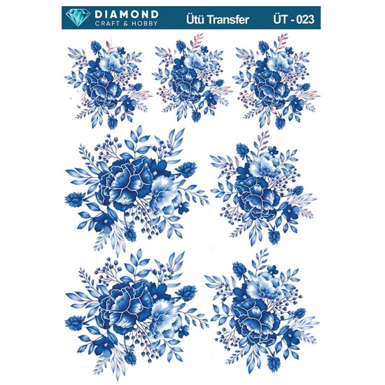 ÜT023 Çiçek Desenli Diamond Craft Ütü Transfer Kağıdı 25x35cm