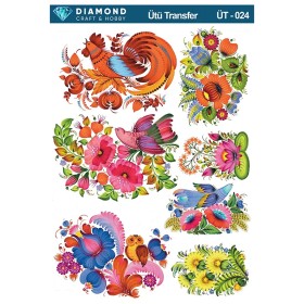 ÜT024 Çiçek ve Hayvanlar Diamond Craft Ütü Transfer Kağıdı 25x35cm