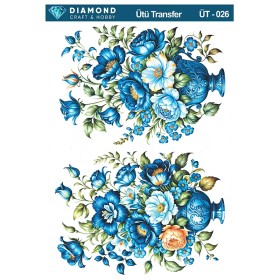 ÜT026 Çiçek Desenli Diamond Craft Ütü Transfer Kağıdı 25x35cm