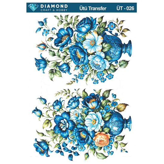 ÜT026 Çiçek Desenli Diamond Craft Ütü Transfer Kağıdı 25x35cm
