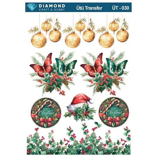 ÜT030 Yılbaşı Süsleme Diamond Craft Ütü Transfer Kağıdı 25x35cm