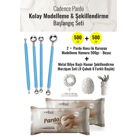 Cadence 2 adet 500GR Pardo Hamur ve Marzipan Set - Cadence Modelleme Hamuru Avantajlı Başlangıç Seti | Evimde Hobi