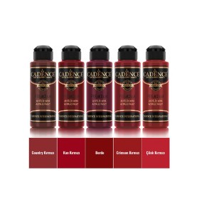 5x120 Premium Akrilik Boya Seti - Klasik Kırmızı ve Bordo Tutkusu  Renkleri