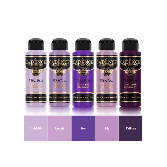 5x120 Premium Akrilik Boya Seti - Asil Mor ve Lavanta Bahçesi  Renkleri