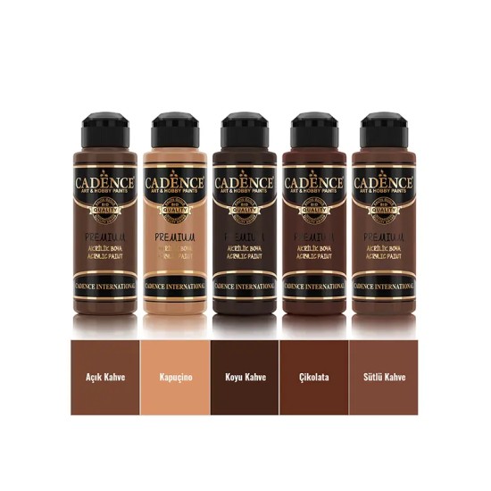 5x120 Premium Akrilik Boya Seti - Gurme Kahve ve Toprak Tonları Renkleri
