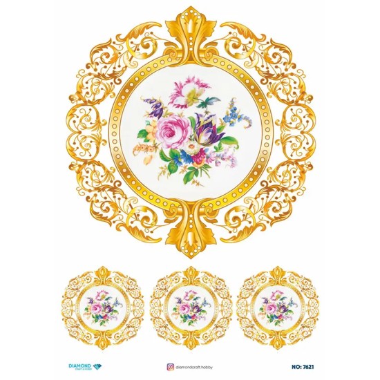 7621 Diamond Pirinç Dekopaj Kağıdı 30x42cm