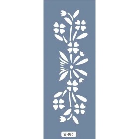 K46 6x20 Bordür Model Çiçek Deseni Stencil