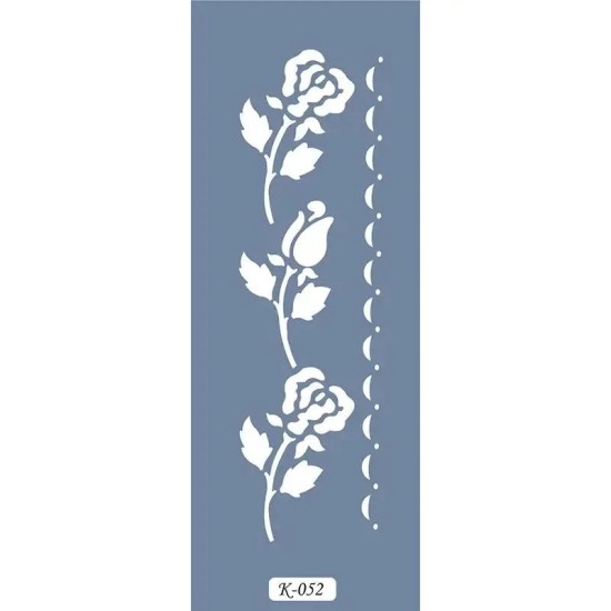 K52 6x20 Bordür Model Çiçek Stencil