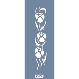 K74 6x20 Bordür Model Çiçekli Yaprak Stencil
