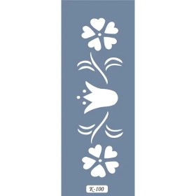 K100 6x20 Bordür Model Çiçek ve Yaprak Stencil