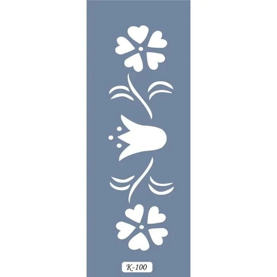 K100 6x20 Bordür Model Çiçek ve Yaprak Stencil