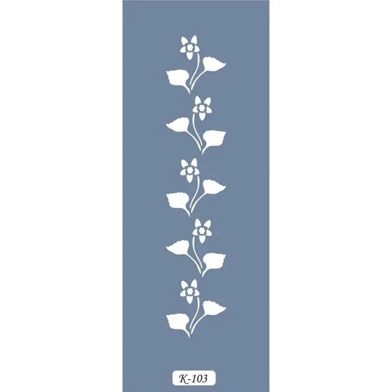 K103 6x20 Bordür Model Çiçekli Yaprak Stencil