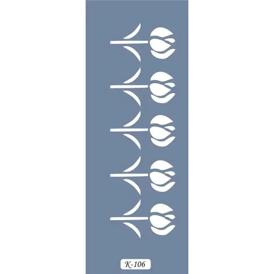 K106 6x20 Bordür Model Çiçek Deseni Stencil