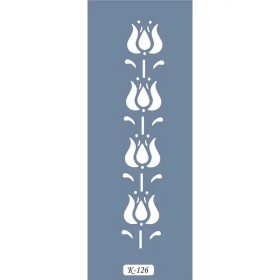 K126 6x20 Bordür Model Çiçek Desen Stencil
