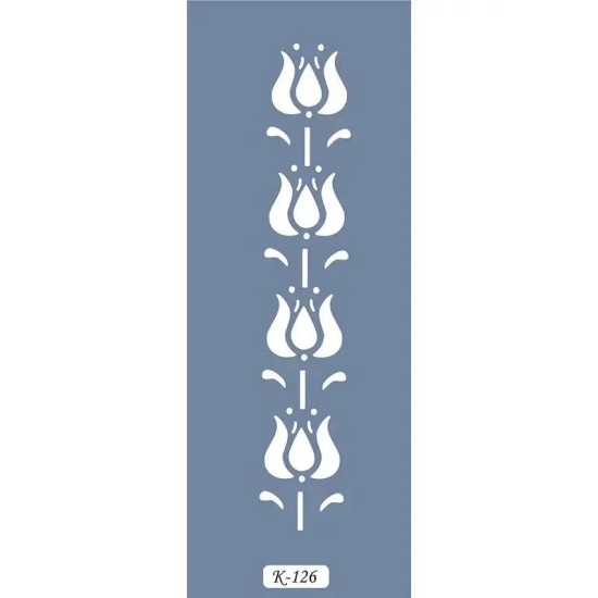 K126 6x20 Bordür Model Çiçek Desen Stencil
