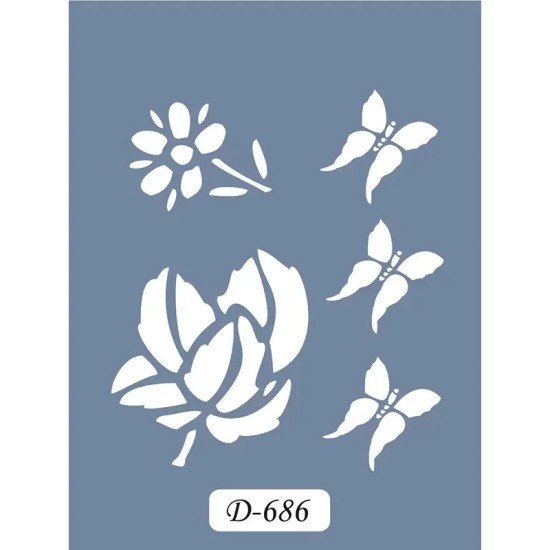 D686 Çiçek Model D Serisi Stencil 15x20cm