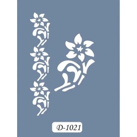 D1021 Çiçek Bordür Model D Serisi Stencil 15x20cm