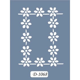 D1068 Çiçekli çerçeve Model D Serisi Stencil 15x20cm