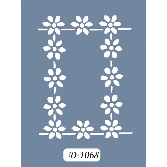 D1068 Çiçekli çerçeve Model D Serisi Stencil 15x20cm