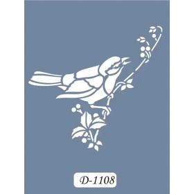 D1108 Kuş Model D Serisi Stencil 15x20cm