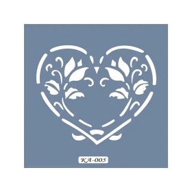 KA05 Kalp Fayans Desen Stencil 22x22cm