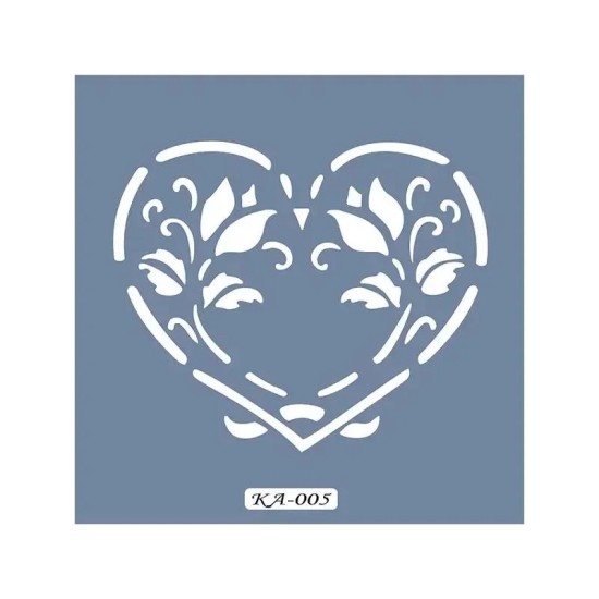 KA05 Kalp Fayans Desen Stencil 22x22cm