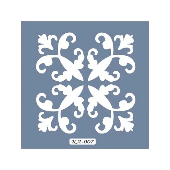 KA07 Floral Fayans Desen Stencil 22x22cm