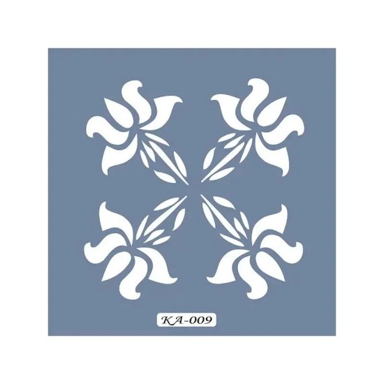 KA09 Floral Fayans Desen Stencil 22x22cm