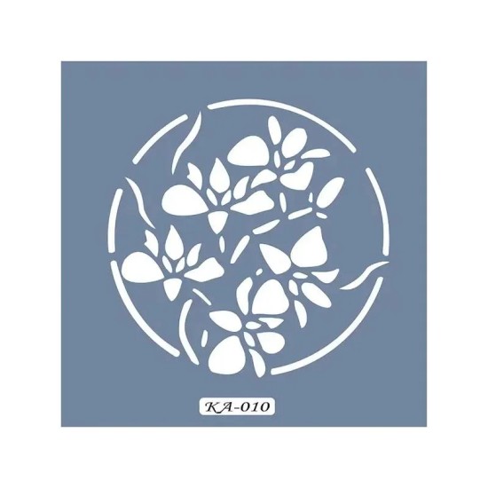 KA10 Floral Fayans Desen Stencil 22x22cm