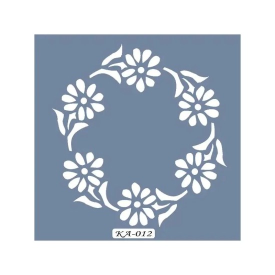 KA12 Floral Fayans Desen Stencil 22x22cm