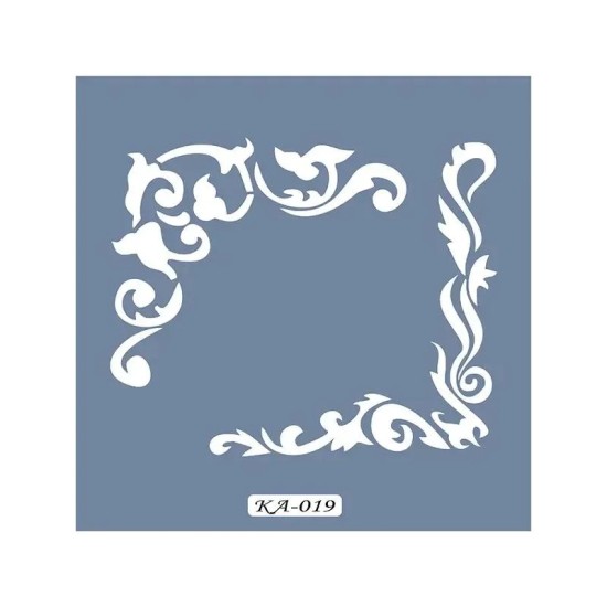 KA19 Barok Köşe Fayans Desen Stencil 22x22cm