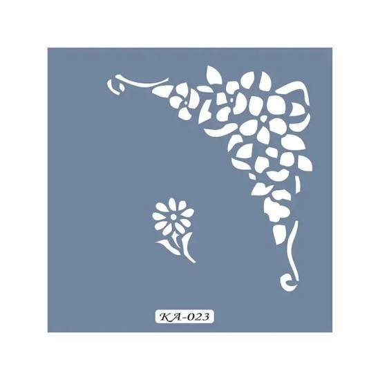 KA23 Floral Fayans Köşe Stencil 22x22cm