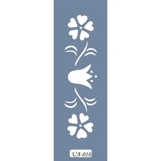 UA10 Floral UA Seri Stencil 10x25cm