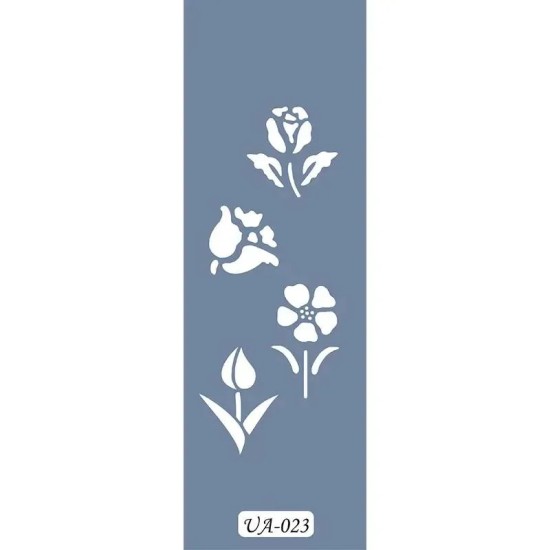 UA23 Floral UA Seri Stencil 10x25cm