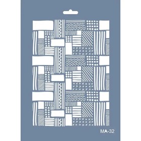 MA32 Mix Media Geometrik Desen Stencil 21x29cm
