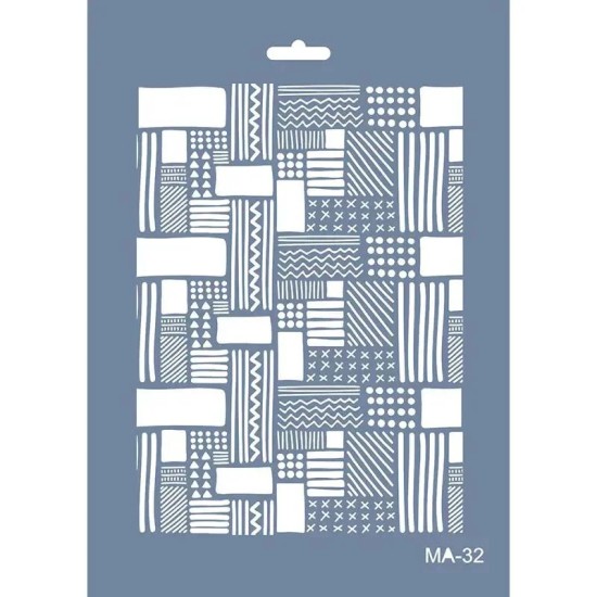MA32 Mix Media Geometrik Desen Stencil 21x29cm
