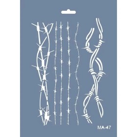 MA47 Mix Media Dikenli Tel Stencil 21x29cm