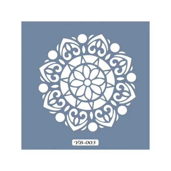 YB03 Mandala Model Yuvarlak Seri Stencil 22x22cm