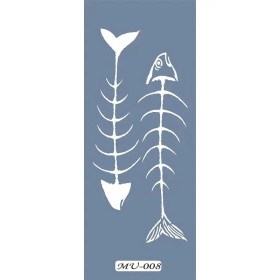 MU08 Mix Media Balık İskeleti Stencil