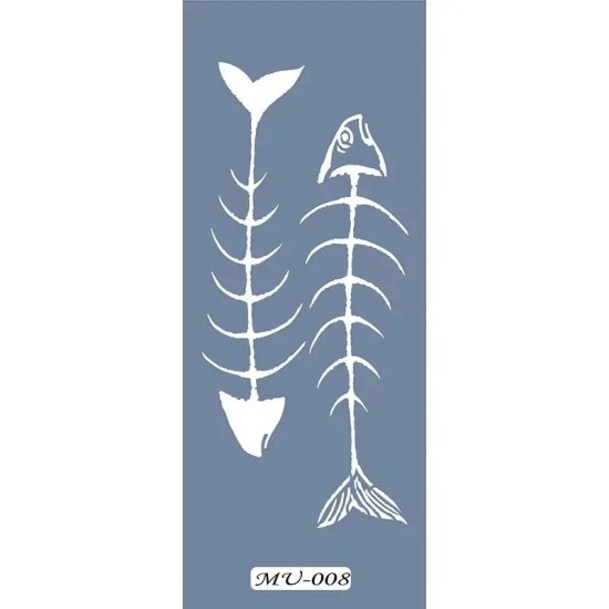 MU08 Mix Media Balık İskeleti Stencil