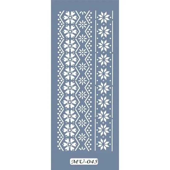 MU45 Mix Media Geometrik Desen Stencil