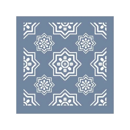 EHD17 Fayans Model Geometrik Çiçek Stencil 45x45 cm