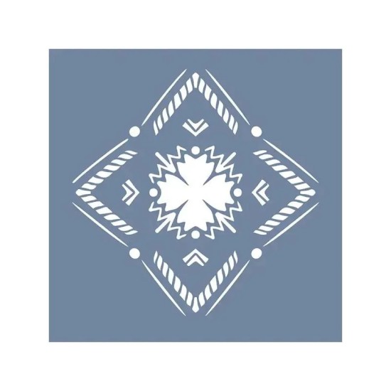 ÇES03 Etnik Model Geometrik Çiçek Stencil 60x60cm