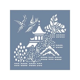 EHBÇ05 Japon Bahçesi Desen Stencil 45x45cm